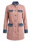 Paloma | Women's Military-Style Utility Coat with Denim Trim