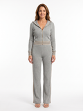 Aurelia-Helena | Women's Hooded Zip Knit Top and Wide-Leg Trouser Set