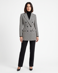 Ida | Women's Houndstooth Double-Breasted Longline Blazer