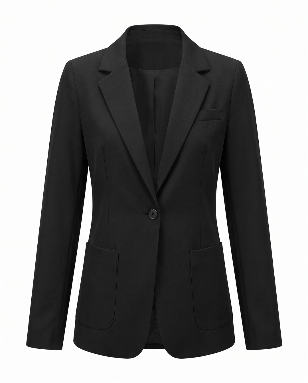 Bettina women's slim one-button blazer in black, front view