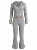 Imogen | Women's Ribbed Knit Hooded Zip Jumpsuit with Flared Legs