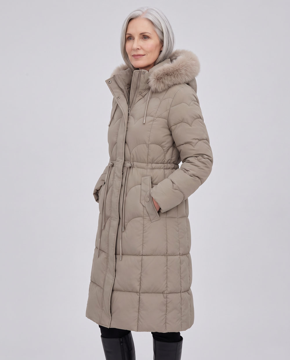 Longline quilted puffer coat