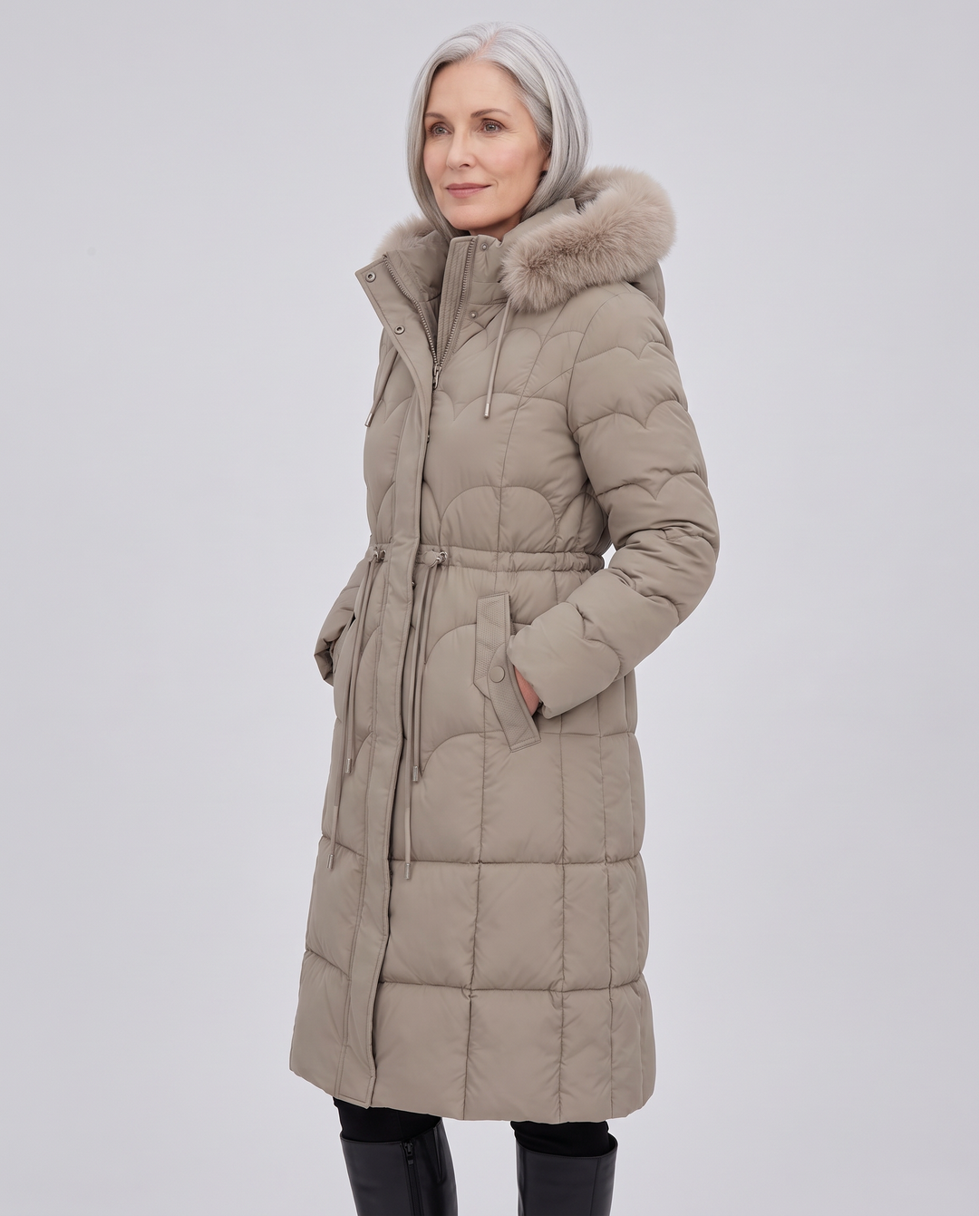 Longline quilted puffer coat