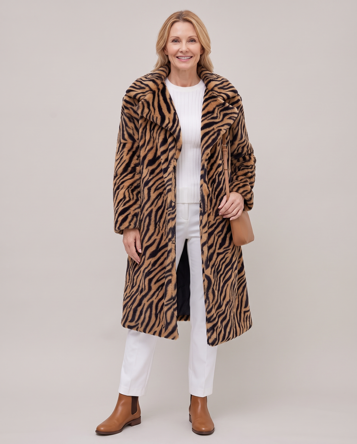 Tiger stripe longline coat