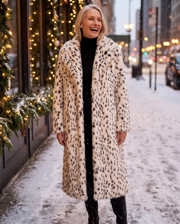 Leopard print longline coat