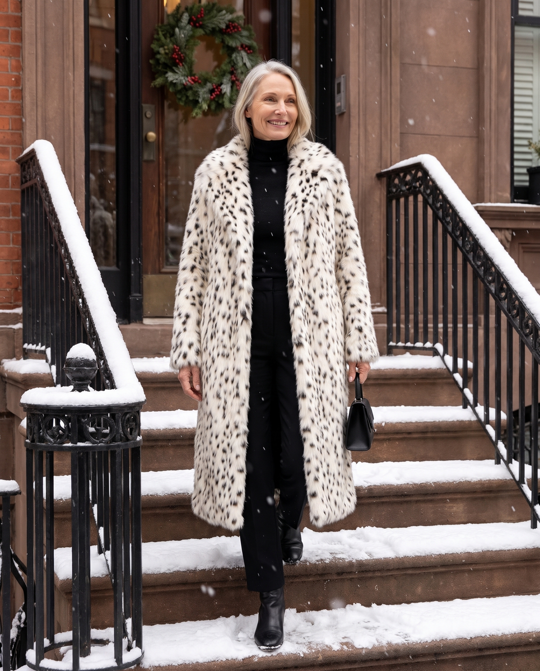 Leopard print longline coat