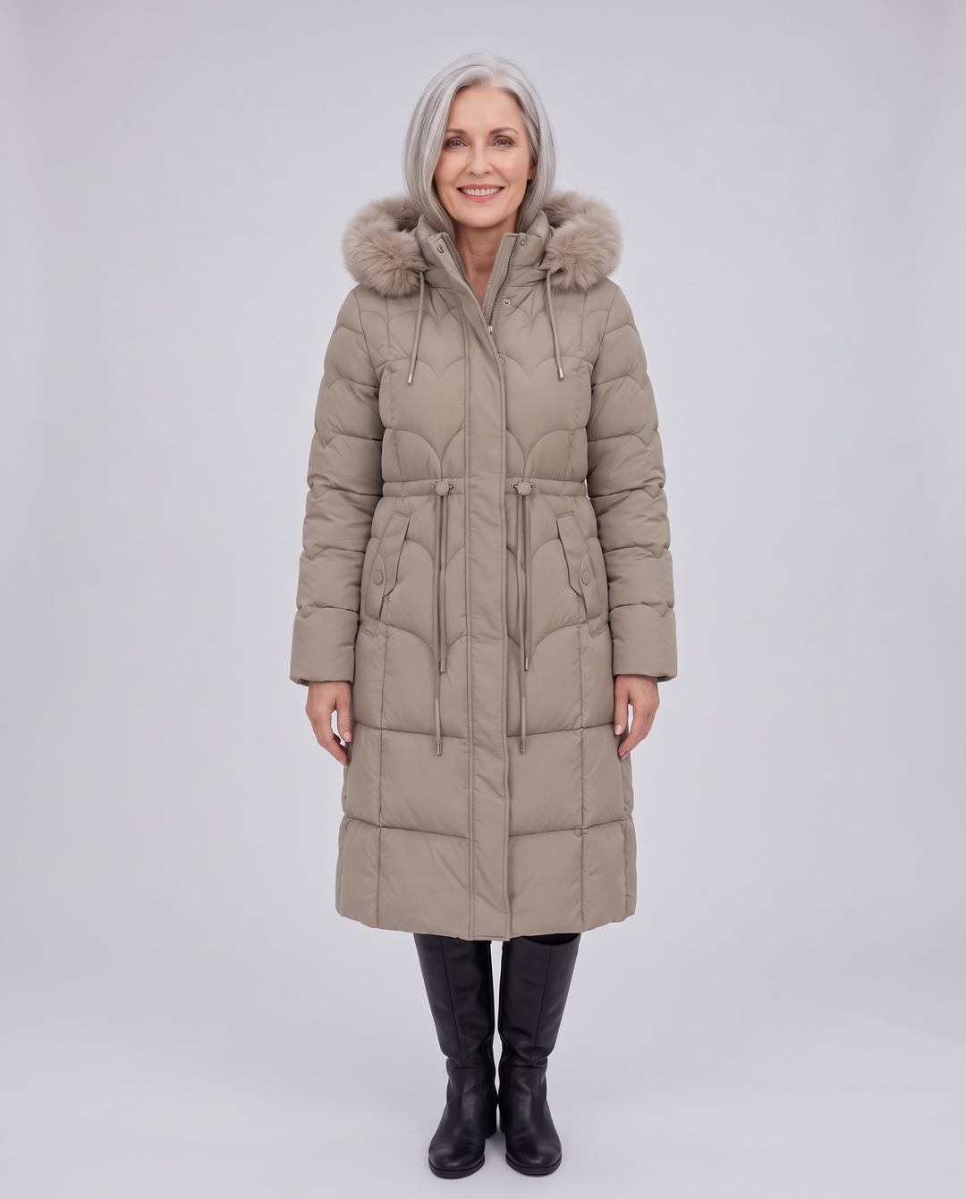 Longline quilted puffer coat