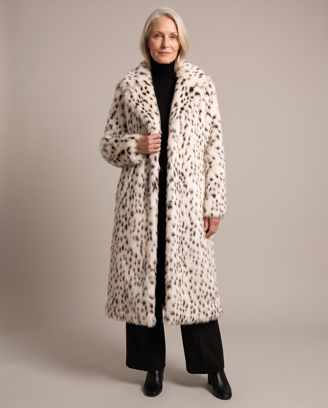 Leopard print longline coat