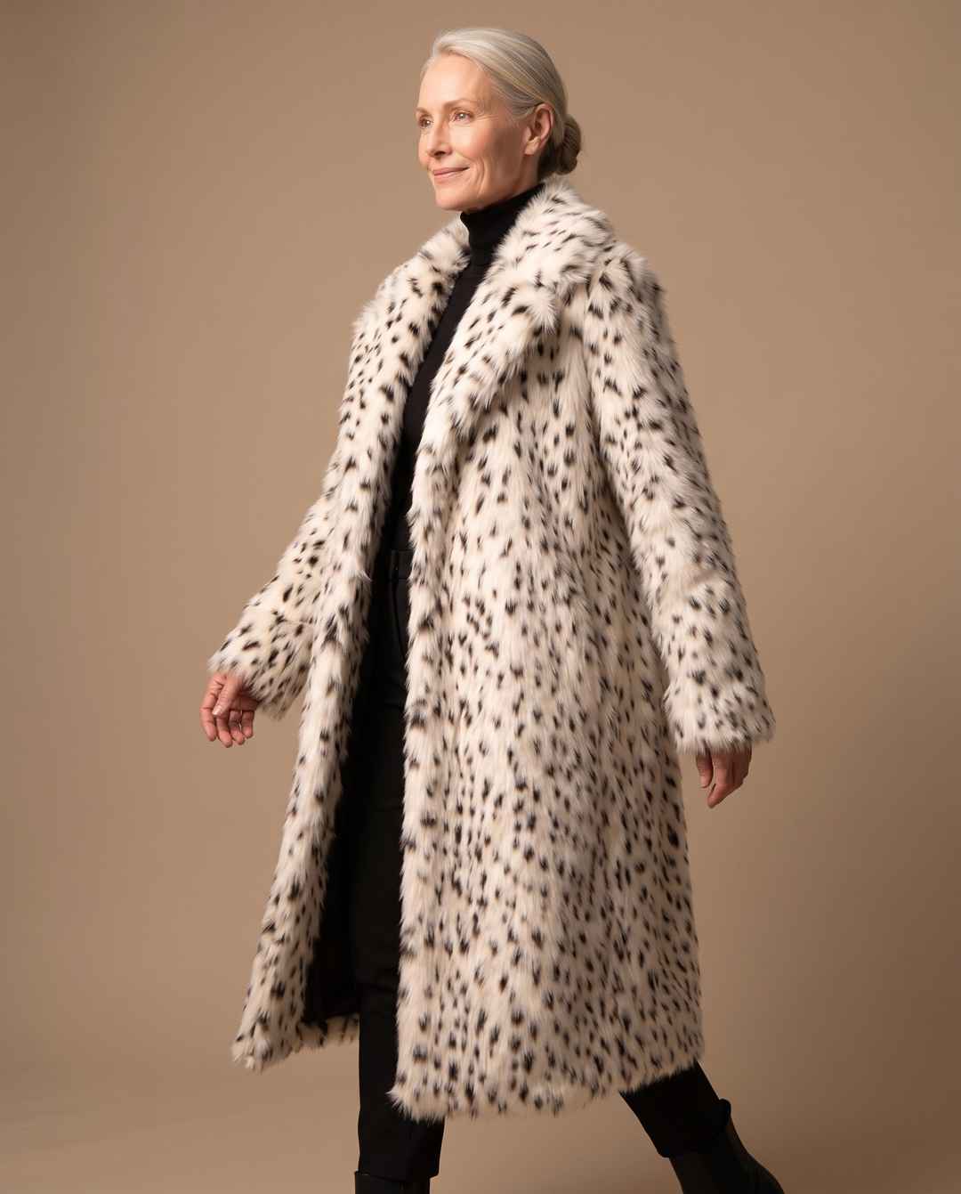 Leopard print longline coat