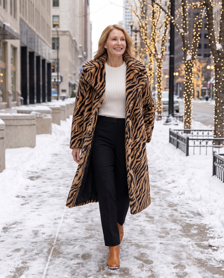 Tiger stripe longline coat