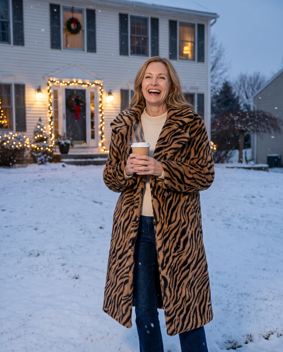 Tiger stripe longline coat