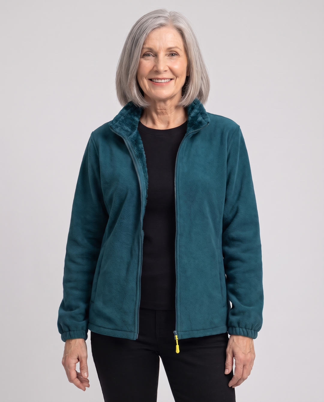 Full-zip plush lined jacket in Hole Blue Coral For