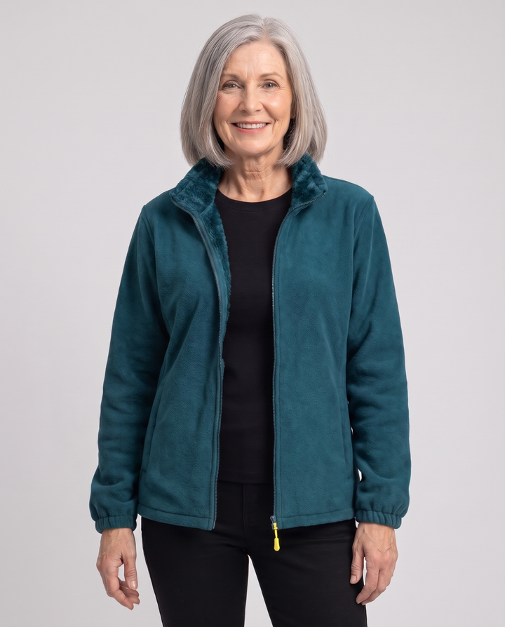 Full-zip plush lined jacket in Hole Blue Coral For