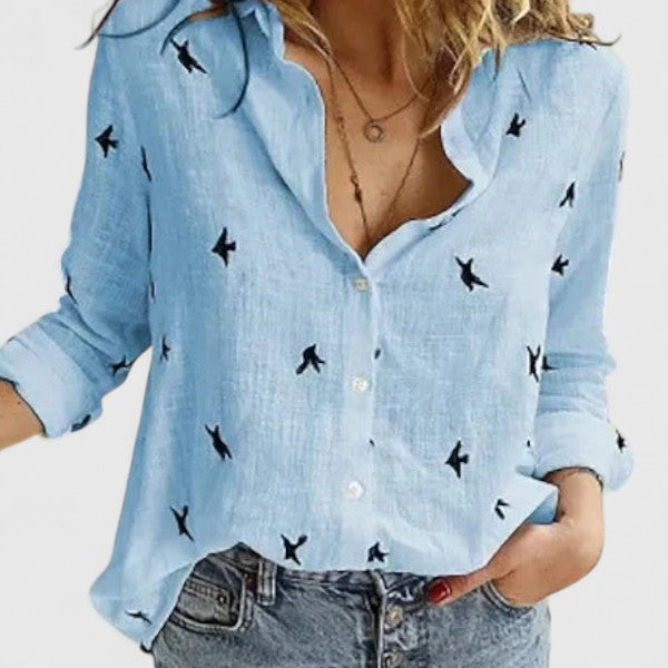 Faith | Linen V Neck Button Blouse