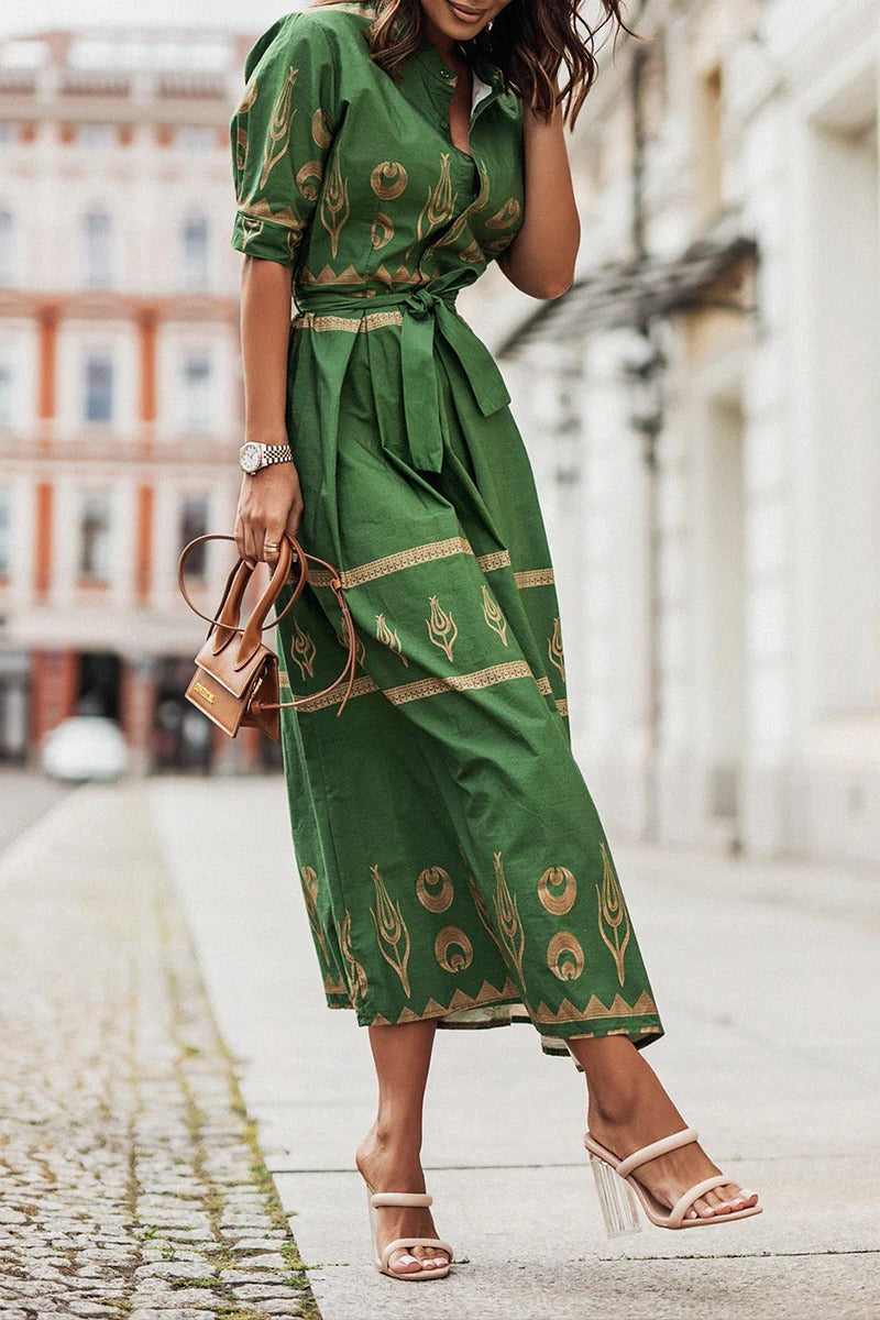 Kaitlyn | Boho Belted Long Sleeve Midi Dress