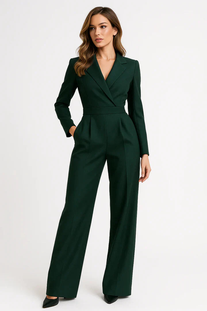 ZAAN Original | Luxe Blazer Jumpsuit with V-Neck and Wide-leg Fit