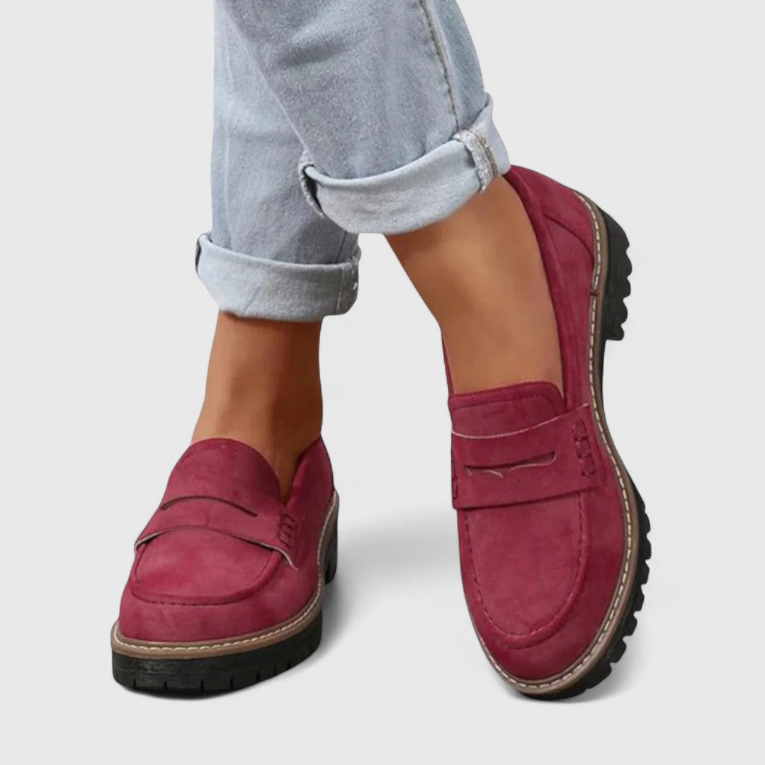 Odette Platform Loafers for Women in Red