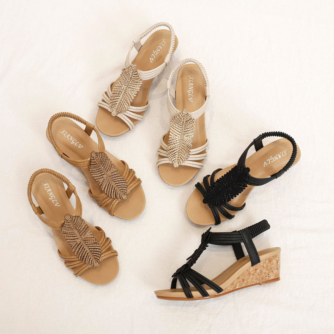 Ophelia Feather Sandals for Women | Casual Elegant Summer Flats
