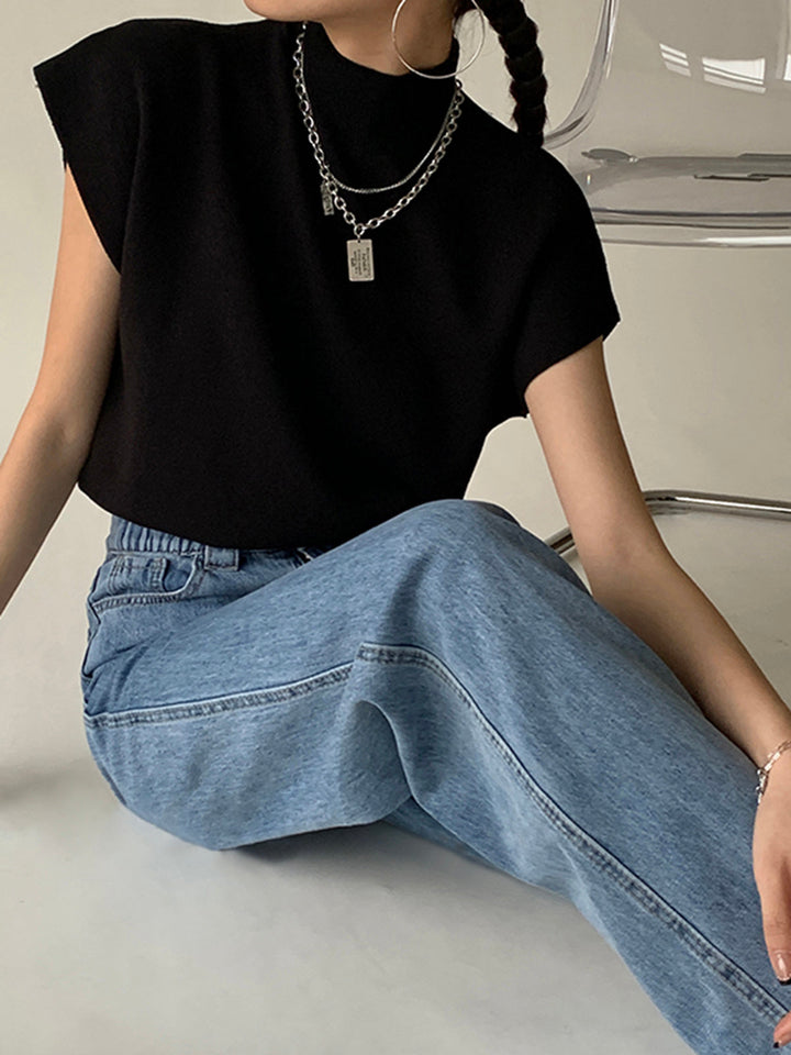 Michelle | Mock Neck Short Sleeve Top