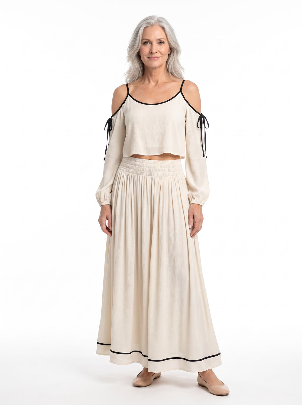 Marielle Women's Two-Piece Camisole & Skirt Set in white