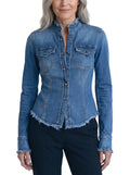 Ophelia | Women's Frayed Hem Denim Shirt