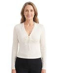 Lorraine | Women's Waffle-Knit Cutout Tie Tee