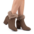 Nella | Women's Fur-Trimmed Block Heel Ankle Boots