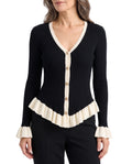 Joyce | Women's Contrast-Knit V-Neck Cardigan