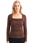 Roberta | Women's Ruched Square-Neck Knit Tee