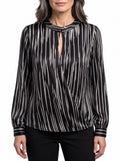 Georgia-Camilla | Women's Striped Satin Wrap Blouse
