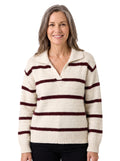 Judith-Celeste | Women's Striped Collared Knit Sweater