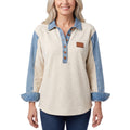 Rhea-Lucille | Women's Denim-Sleeve Henley Knit Top