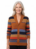 Clara-Wilhelmina | Women's Striped Shawl-Collar Cardigan