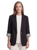 Penelope-Cecile | Women's Cropped-Sleeve Notch Lapel Blazer