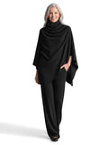 Ruth | Women's Knit Cape Top & Wide-Leg Pants Set