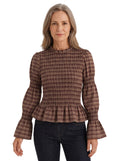 Verna | Women's Ruffled Plaid Blouse