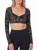 Constance | Women's Stretch Lace Long-Sleeve Crop Top