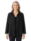 Alba | Women's Long Sleeve Open-Front Shirt with Point Collar