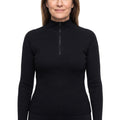 Bernadette | Women's Half-Zip High-Neck Ribbed Top