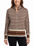Regina-Ivy | Women's Patterned Stand-Collar Zip Cardigan