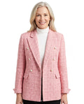Margot-Yvonne | Women's Plaid Double-Breasted Blazer with Pearl-Style Buttons