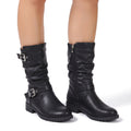 Juliet-Delia | Women's Slouchy Buckle Ankle Boots