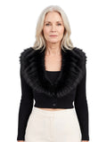 Verna-Lillian | Women's Faux Fur Collar Cropped Cardigan