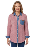 Ursula-Gloria | Women's Denim-Look Cable-Knit Cardigan
