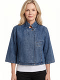 Rhea-Mabel | Women's Cropped Denim Jacket with Stand-Up Collar