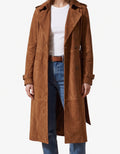 Zelda-Virginia | Women's Belted Suede-Look Trench Coat