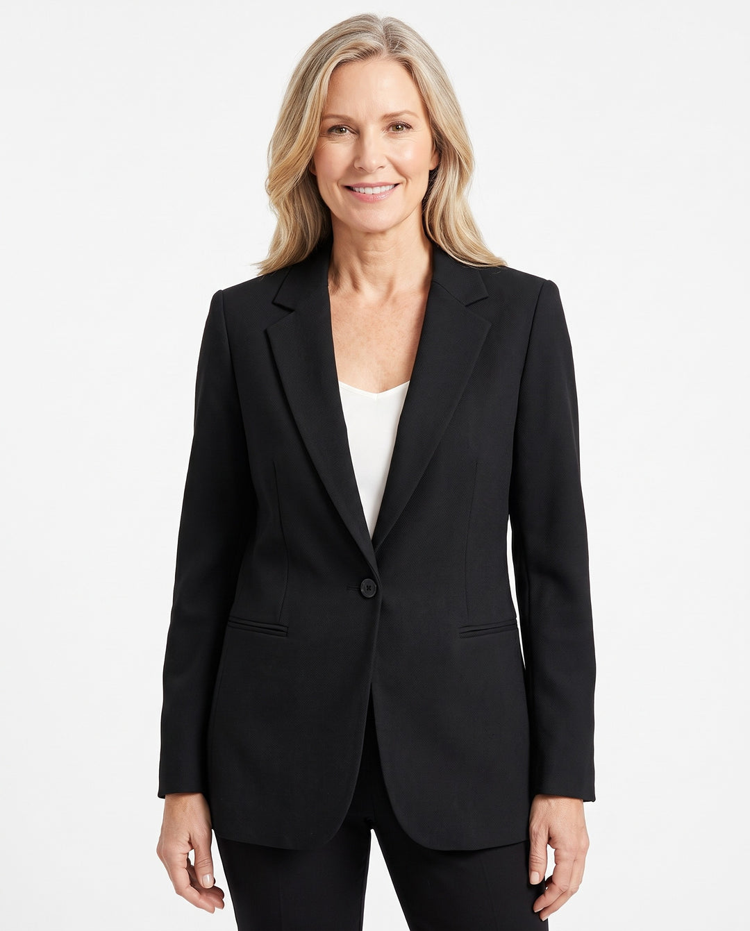 Selma-Rosemary Women's Single-Breasted Tailored Blazer worn by model