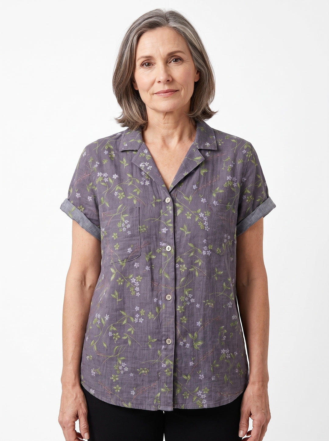 Pearl-Bianca Women's Floral Vintage Lapel Blouse