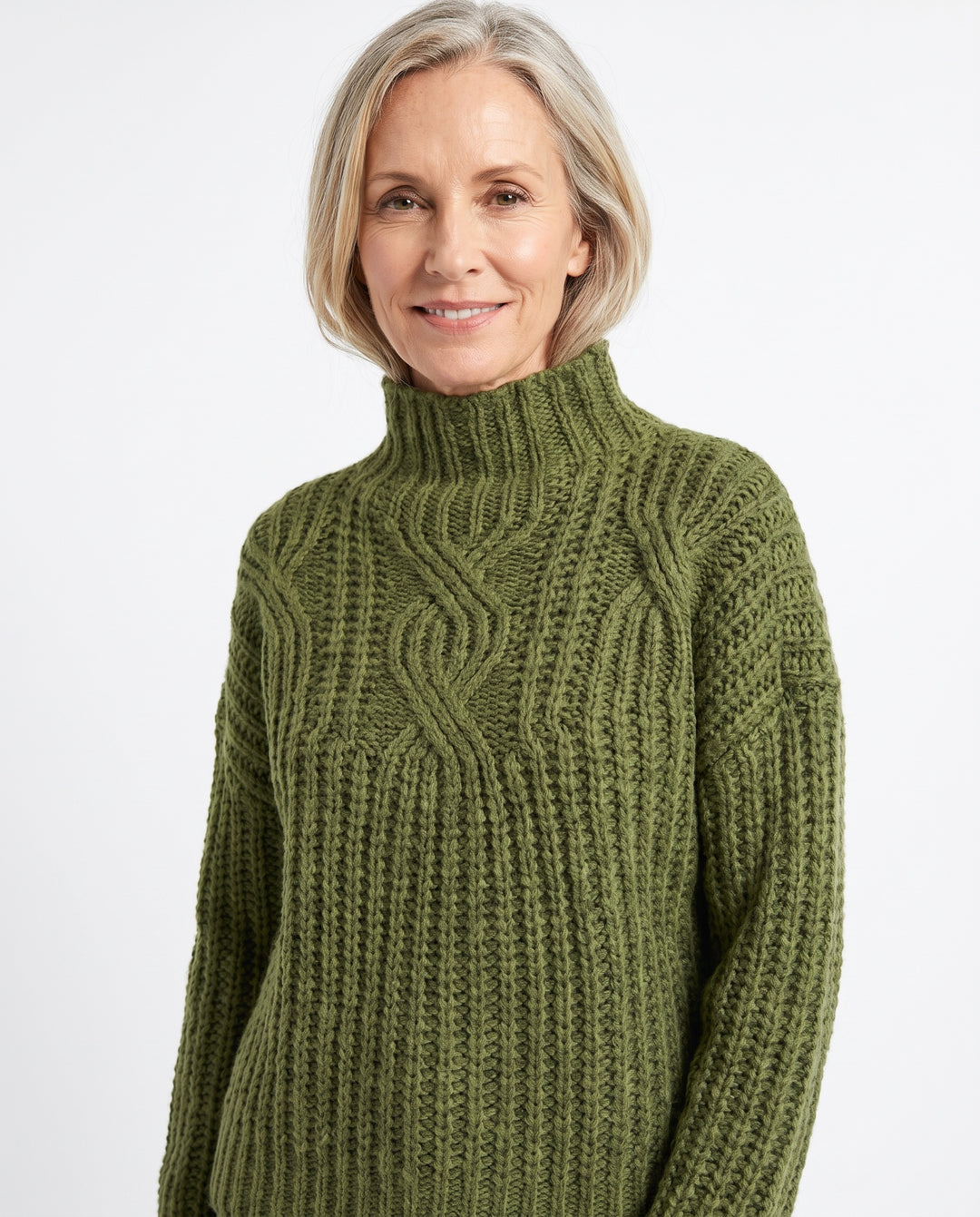 Colette-Astrid Women's High-Neck Cable Knit Sweater