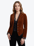Adele-Aurelia | Women's Lace-Trim Velvet Blazer